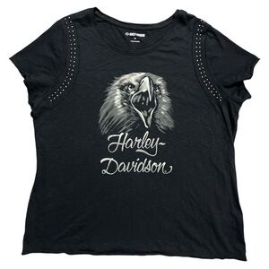 Harley-Davidson Studded Eagle Graphic Tee Black 2XL NWOT
